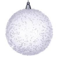Vickerman 10" White Icy Sugar Ball Christmas Tree Ornament (1 pack)