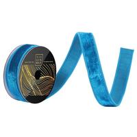 Vickerman 1" x 10yd Turquoise Velvet Dupion Backing Christmas Ribbon