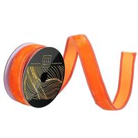 Vickerman 1" x 10yd Orange Velvet Dupion Backing Christmas Ribbon