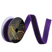 Vickerman 1" x 10yd Plum Velvet Dupion Backing Christmas Ribbon