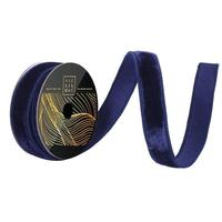 Vickerman 1" x 10yd Midnight Blue Velvet Dupion Backing Christmas Ribbon