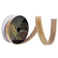 Vickerman 1" x 10yd Honey Gold Velvet Dupion Backing Christmas Ribbon