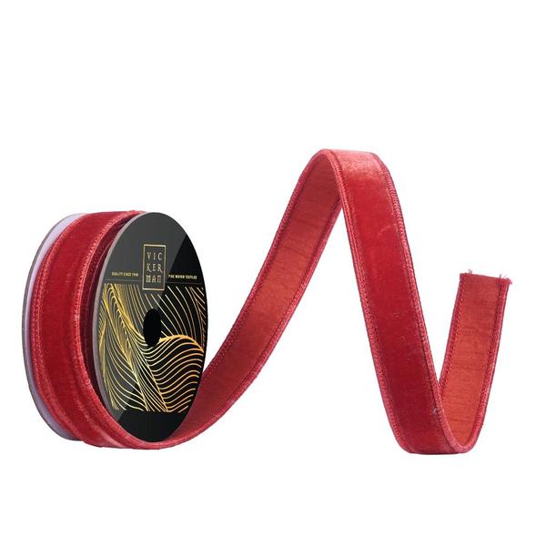 1" x 10yd Bittersweet Velvet Dupion Backing Christmas Ribbon