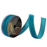 Vickerman 1" x 10yd Dark Teal Velvet Dupion Backing Christmas Ribbon