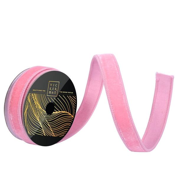 1" x 10yd Mauve Velvet Dupion Backing Christmas Ribbon