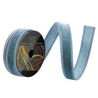 Vickerman 1" x 10yd Slate Blue Velvet Dupion Backing Christmas Ribbon