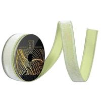 Vickerman 1" x 10yd Celadon Velvet Dupion Backing Christmas Ribbon