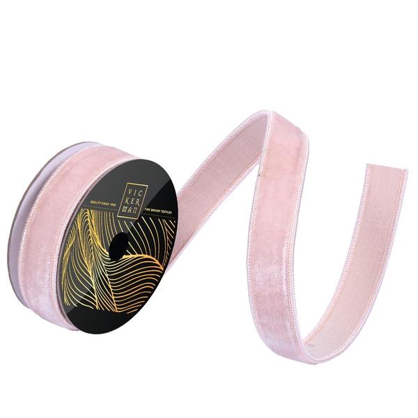 1" x 10yd Rose Gold Velvet Dupion Backing Christmas Ribbon