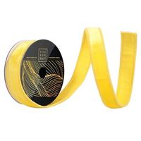Vickerman 1" x 10yd Yellow Velvet Dupion Backing Christmas Ribbon