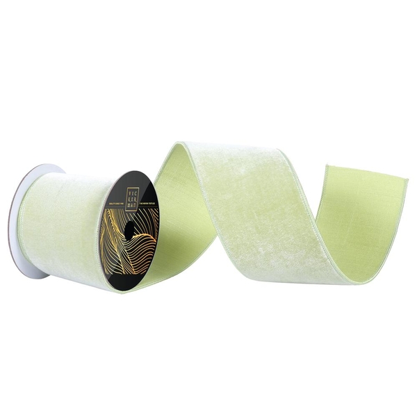 4" x 10yd Celadon Velvet Dupion Backing Christmas Ribbon