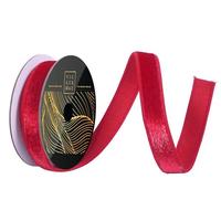 Vickerman 1" x 10yd Red Velvet Dupion Backing Christmas Ribbon