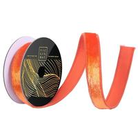 Vickerman 1" x 10yd Orange Velvet Dupion Backing Christmas Ribbon