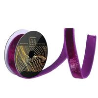 Vickerman 1" x 10yd Plum Velvet Dupion Backing Christmas Ribbon