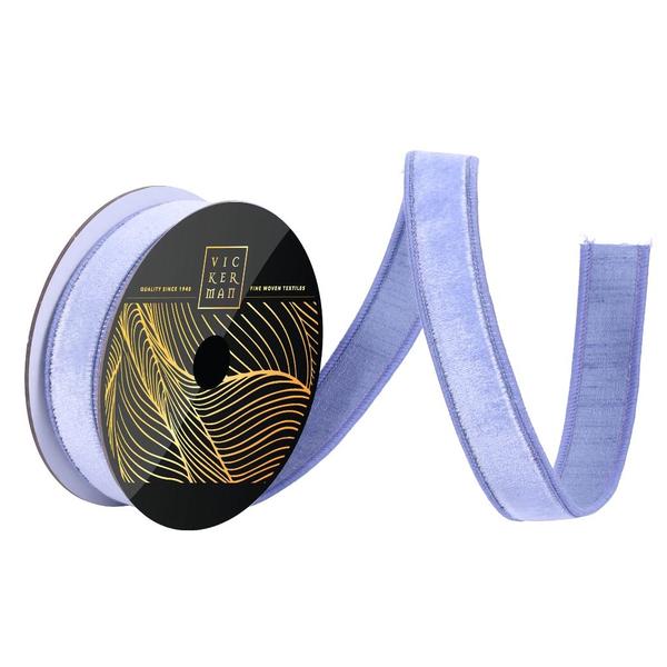 1" x 10yd Periwinkle Velvet Dupion Backing Christmas Ribbon