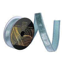 Vickerman 1" x 10yd Frosty Mint Velvet Dupion Backing Christmas Ribbon