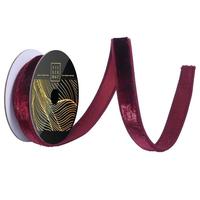 Vickerman 1" x 10yd Burgundy Velvet Dupion Backing Christmas Ribbon