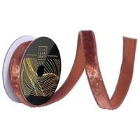 Vickerman 1" x 10yd Mocha Velvet Dupion Backing Christmas Ribbon