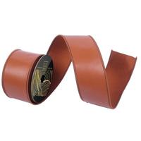 Vickerman 2.5" x 10Yd Brown Faux Leather Wired Edge Ribbon
