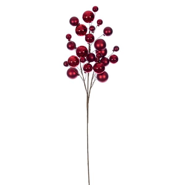 30" Red Matte/Shiny Ball Ornament Spray