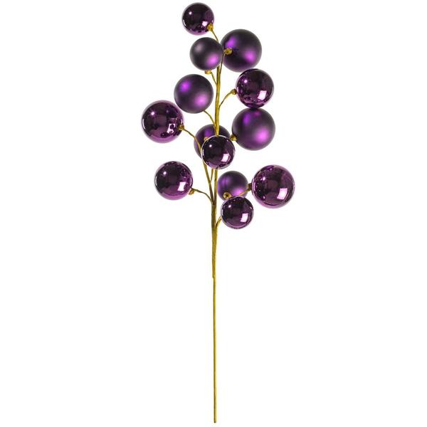 30" Plum Matte/Shiny Ball Ornament Spray
