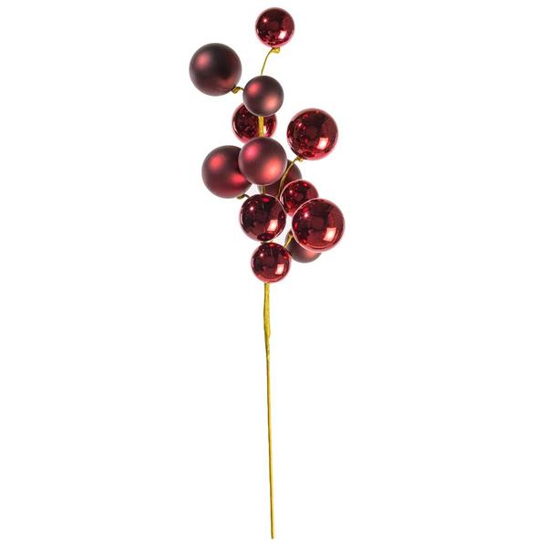 30" Crimson Red Matte/Shiny Ball Ornament Spray