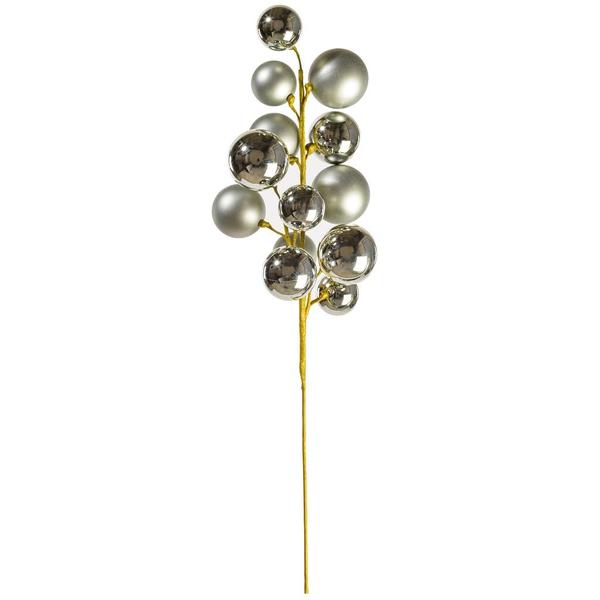 30" Pewter Matte/Shiny Ball Ornament Spray