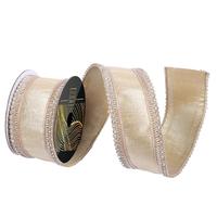 Vickerman 2.5" x 10Yd Gold Metalllic Jewel Scallop Wired Ribbon