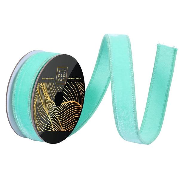 1" x 10yd Seafoam Velvet Dupion Backing Christmas Ribbon