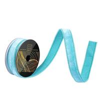 Vickerman 1" x 10yd Teal Velvet Dupion Backing Christmas Ribbon