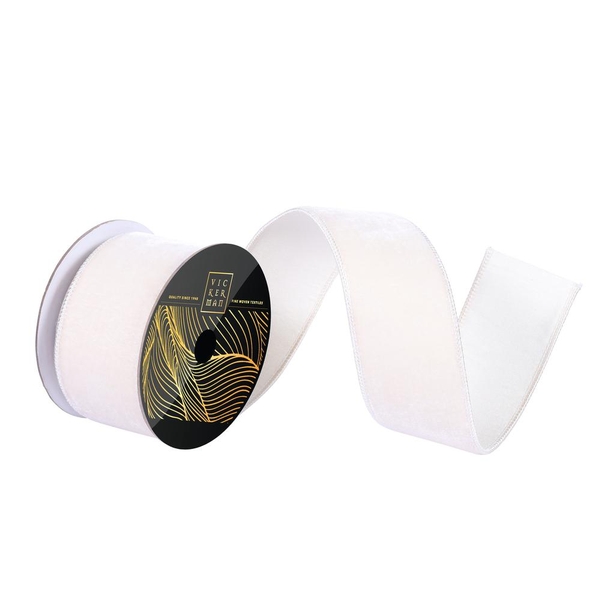 2.5" x 10yd Ivory Velvet Dupion Wired Ribbon