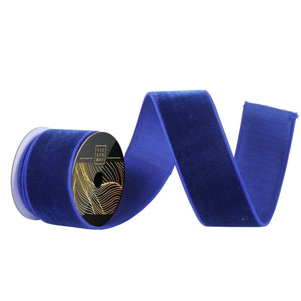 2.5" x 10yd Blue Velvet Dupion Wired Ribbon