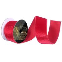 Vickerman 2.5" x 10yd Red Velvet Dupion Wired Ribbon