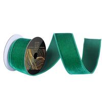 Vickerman 2.5" x 10yd Green Velvet Dupion Wired Ribbon
