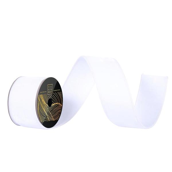 2.5" x 10yd White Velvet Dupion Wired Ribbon