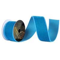 Vickerman 2.5" x 10yd Turquoise Velvet Dupion Wired Ribbon