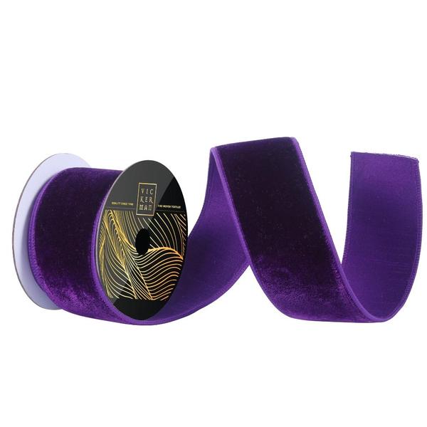 2.5" x 10yd Plum Velvet Dupion Wired Ribbon
