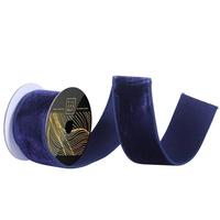 Vickerman 2.5" x 10yd Midnight Blue Velvet Dupion Wired Ribbon