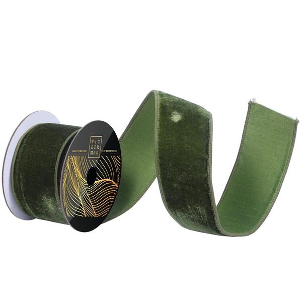 2.5" x 10yd Juniper Velvet Dupion Wired Ribbon