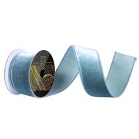 Vickerman 2.5" x 10yd Slate Blue Velvet Dupion Wired Ribbon