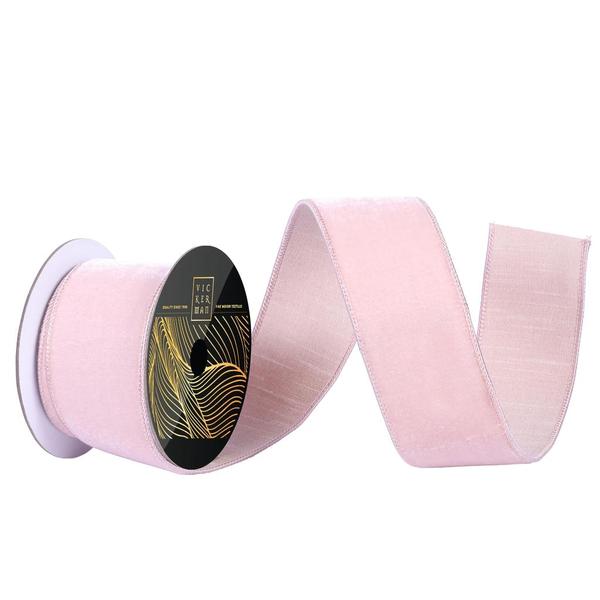 2.5" x 10yd Rose Gold Velvet Dupion Wired Ribbon