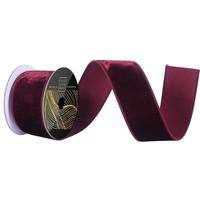 Vickerman 2.5" x 10yd Burgundy Velvet Dupion Wired Ribbon