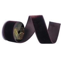 Vickerman 2.5" x 10yd Chocolate Velvet Dupion Wired Ribbon