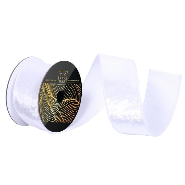 2.5" x 10Yd White Luster Velvet Christmas Ribbon