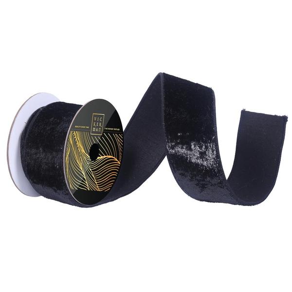 2.5" x 10Yd Black Luster Velvet Christmas Ribbon