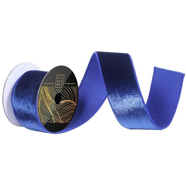 2.5" x 10Yd Cobalt Luster Velvet Christmas Ribbon