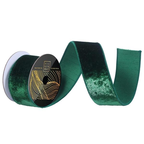 2.5" x 10Yd Emerald Luster Velvet Christmas Ribbon