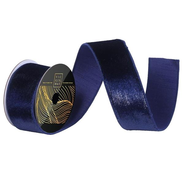 2.5" x 10Yd Midnight Blue Luster Velvet Christmas Ribbon