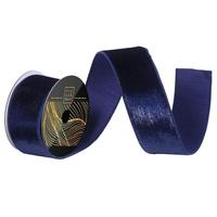 Vickerman 2.5" x 10Yd Midnight Blue Luster Velvet Christmas Ribbon