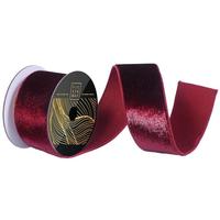 Vickerman 2.5" x 10Yd Burgundy Luster Velvet Christmas Ribbon