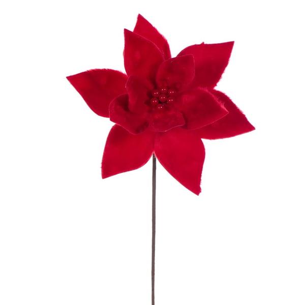 20" Red Soft Poinsettia Artificial Flower Stem (3 Pack)